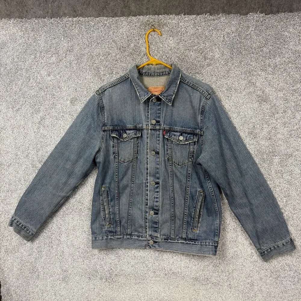 Levi's Jacket Mens XL Blue Denim Bomber Western Classic Unlined Indie Sleaze